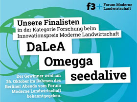 f3 + Forum Moderne Landwirtschaft vergeben den Innovationspreis Moderne Landwirtschaft: In der Kategorie Forschung hat seedalive es ins Finale geschafft!